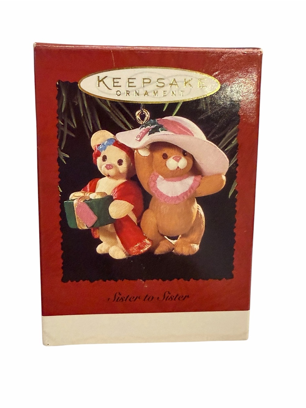 Vintage Hallmark Keepsake Ornament Sister to Sister 1996 Christmas Bunny Bear